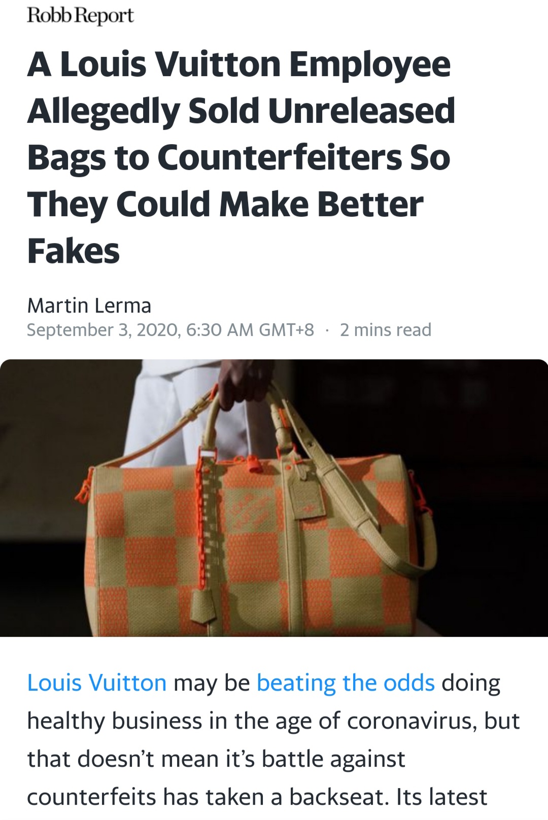 Caught Red- Handed? Louis Vuitton Employee Alleged to have Sold Unreleased Bags to ...